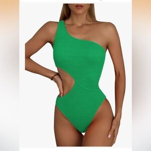 Cutout One Piece Swimsuit One Shoulder Swimwear Ribbed Monokini Bathing Suit